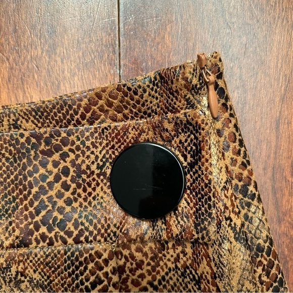 Zara Faux Python Leather Skort, Snakeskin Print in Brown and Bronze, Size Small - Picture 8 of 12